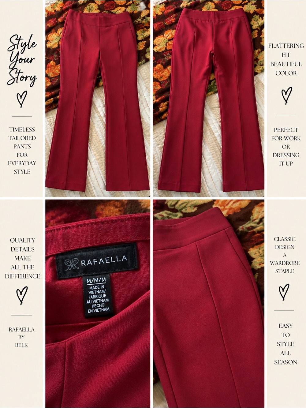 Rafaella Women's Burgundy Tailored Dress Pants